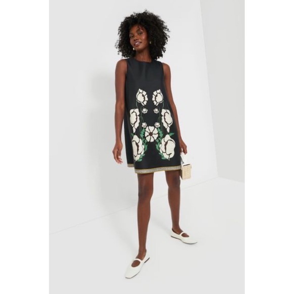 Tuckernuck Dresses & Skirts - Tuckernuck Moonflower Bouquet Marlowe Dress Black Floral Embroidered XL NWT